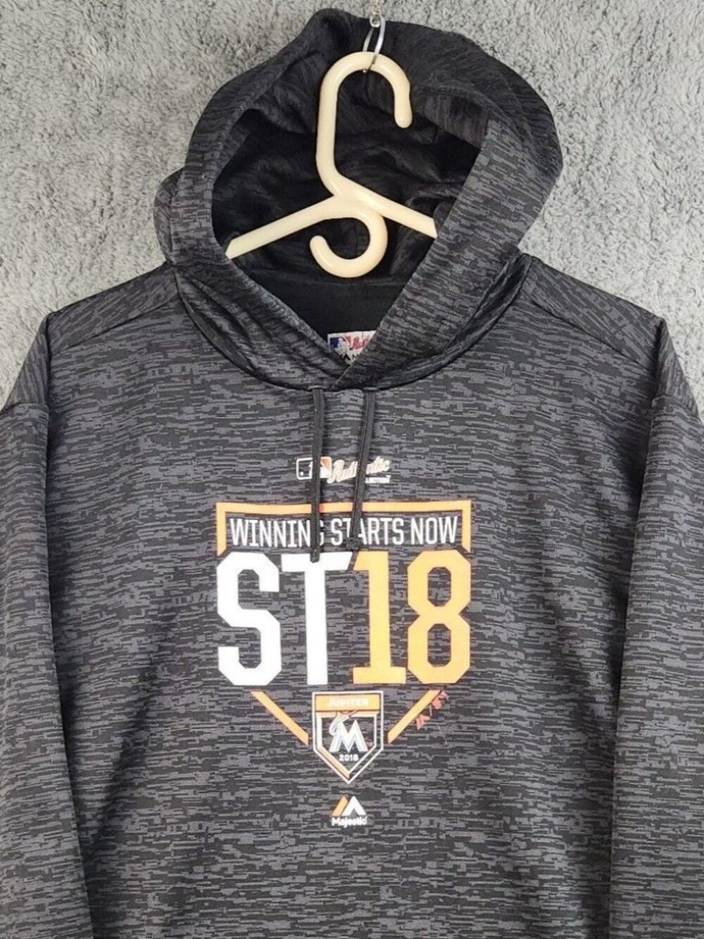 Miami Marlins Majestic Baseball 2018 MLB Spring Training Sweatshirt Hoodie‎ XL